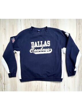 VTG 90s DALLAS COWBOYS Authentic Apparel Adult XL NFL Navy SWEATSHIRT Embroidery